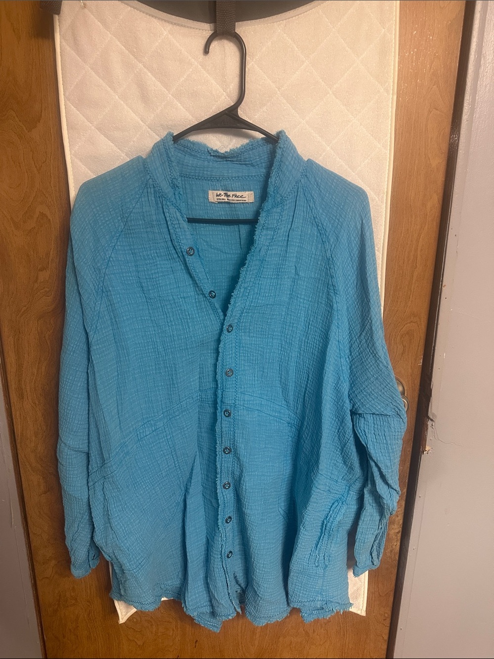 We The Free Turquoise Gauze Button-Down Shirt